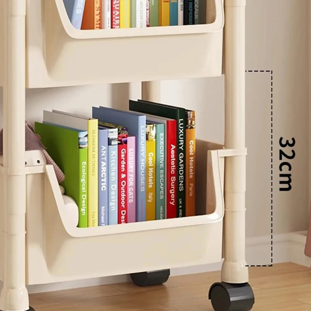 Trolley Bookshelf Portable Creative Kitchen Storage Rack Living Room