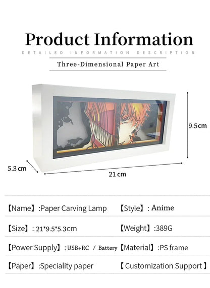 Anime 3D Shadow Lamp Manga Night Light Laser Carving Paper Lamp